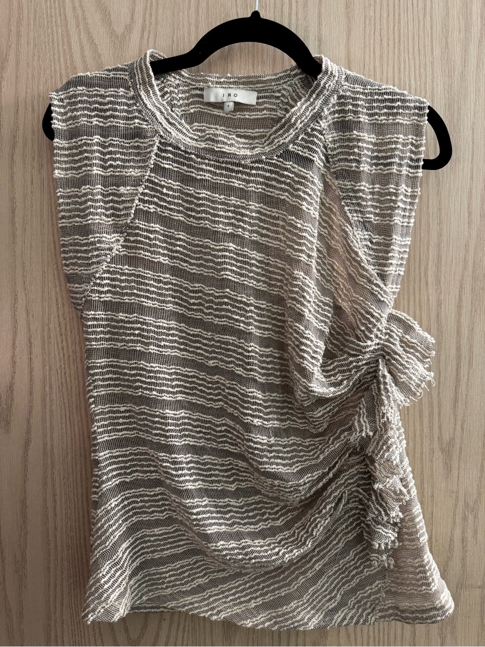 IRO Beige and Cream Textured Sleeveless Knit Tank